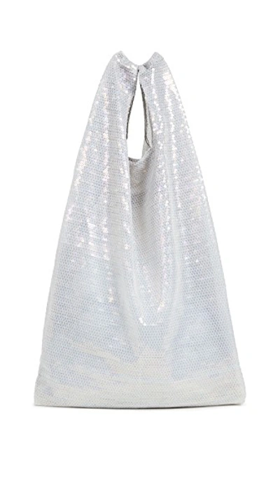 Shop Ashish Large Sequin Shopper In Faded Aluminum