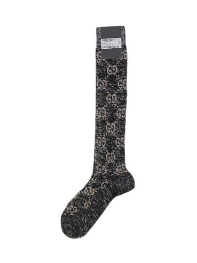 Shop Gucci Gg Supreme Socks In Black Light Grey