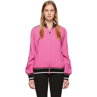 Shop Dolce & Gabbana Dolce And Gabbana Pink Cady Zip Track Jacket In F0733 Pink