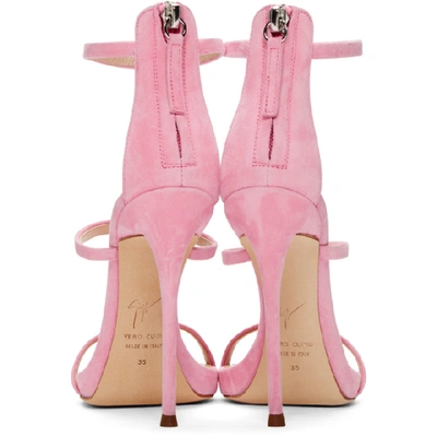 Shop Giuseppe Zanotti Pink Suede Harmony Sandals In Baby