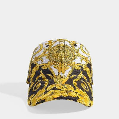 Shop Versace | Cap In Black And Gold Fabric