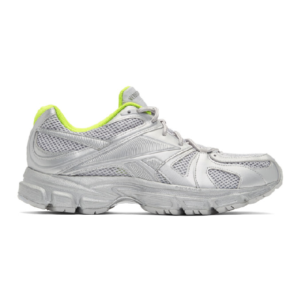 silver reebok sneakers