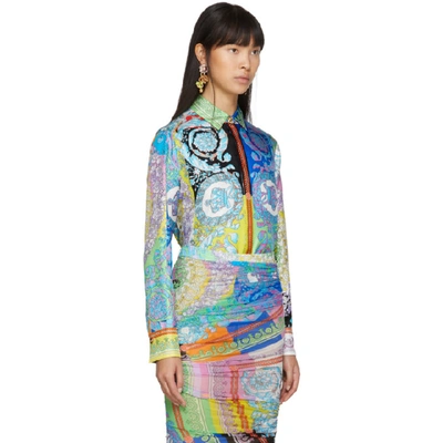 Shop Versace Multicolor Silk Baroque Print Shirt In A7000 Multi