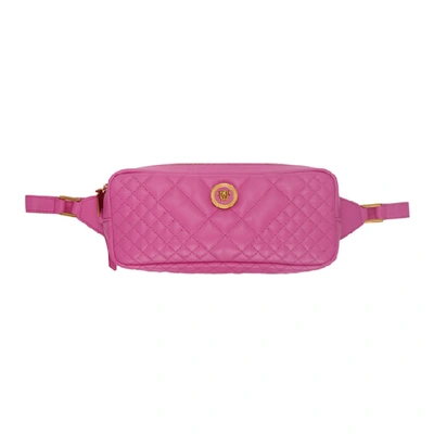 Shop Versace Pink Quilted Medusa Tribute Belt Bag In Kpfot Pink