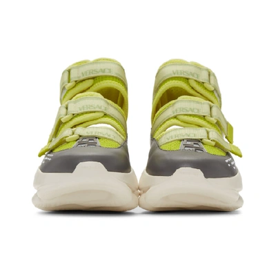 Shop Versace Green Strappy Chain Reaction Sneakers