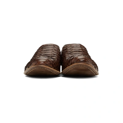 Shop Haider Ackermann Brown Snake Babouche Loafers In 027 Brwn