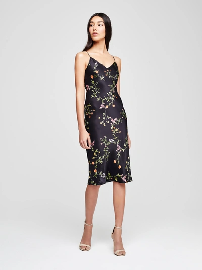 Shop L Agence Jodie Slip Dress In Black Multi Bloom