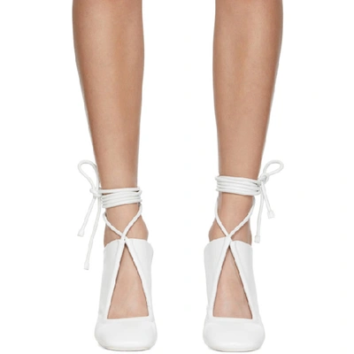 Shop Lemaire White Laced Heels In 683 Gris