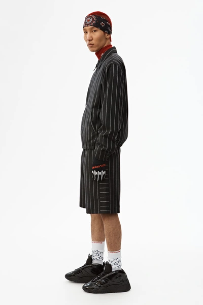 Shop Alexander Wang Logo Wool Jacquard Coaches Jacket In Black