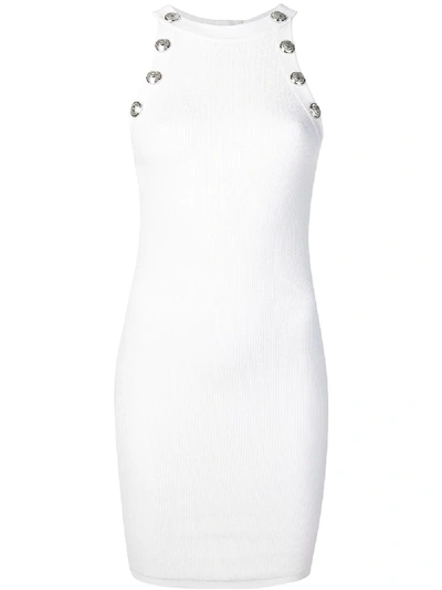 Shop Balmain Button Detail Fitted Dress In White