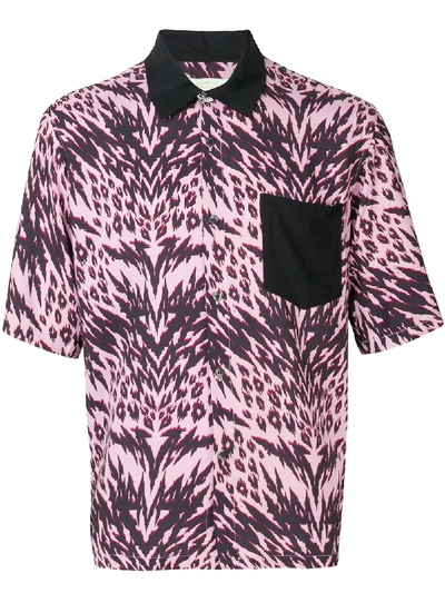 Shop Aries Printed Button-up Shirt - Pink