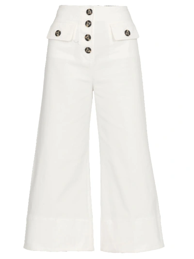 Shop Self-portrait Canvas Trousers In White