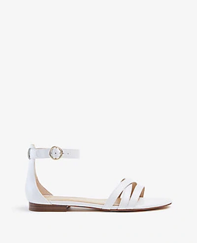 Shop Ann Taylor Karmin Leather Flat Sandals In White
