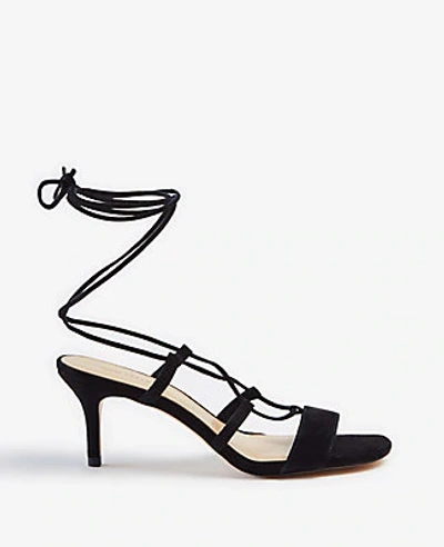 Shop Ann Taylor Magdalena Wrap Heeled Sandals In Black