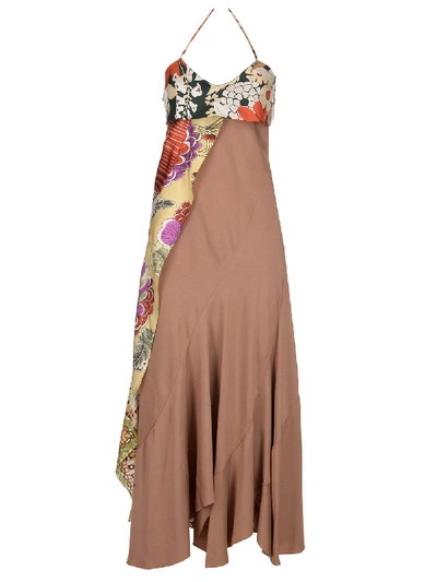 Shop Chloé Floral Print Detail Long Dress In Multi