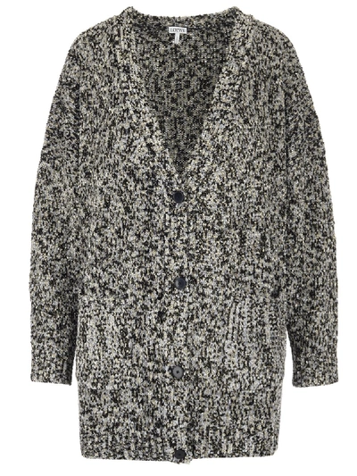 Shop Loewe Knitted Oversized Cardigan In Grey
