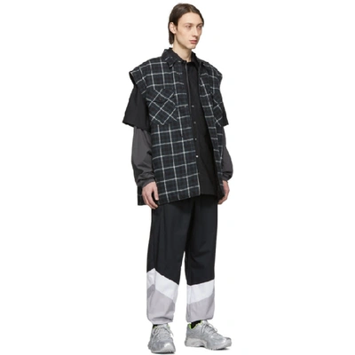 Shop Vetements Black And Grey Mustermann Track Pants In Blkwhtgry