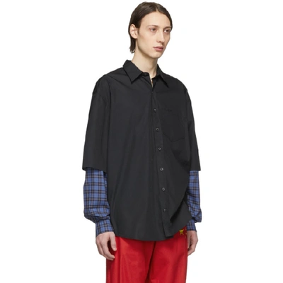 Shop Vetements Black And Blue Fusion Shirt In Blkblucheck