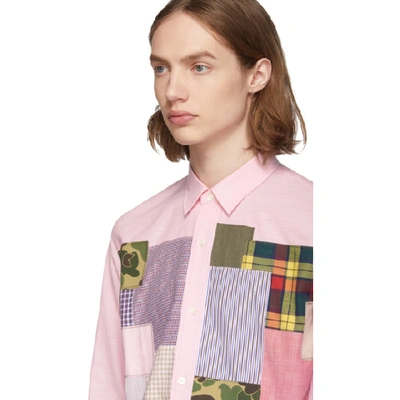 Shop Junya Watanabe Pink Multi Fabric Mix Shirt In 1 Pink Mix