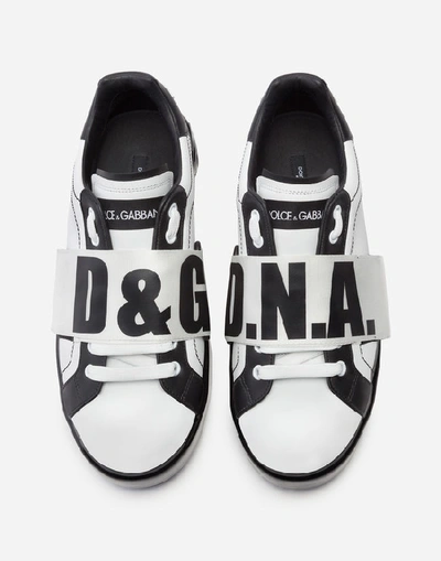 Shop Dolce & Gabbana Melt Portofino Sneakers In Nappa Calfskin In White