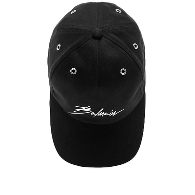 Shop Balmain Script Logo Cap In Black