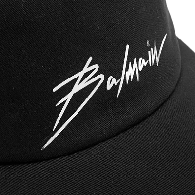 Shop Balmain Script Logo Cap In Black