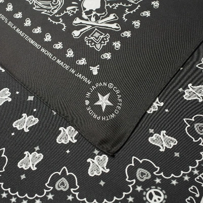 Shop Mastermind Japan Mastermind World Silk Skull Scarf In Black