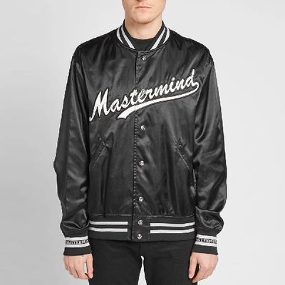 Shop Mastermind Japan Mastermind World Nylon Skull Varsity Jacket In Black