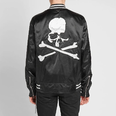 Shop Mastermind Japan Mastermind World Nylon Skull Varsity Jacket In Black