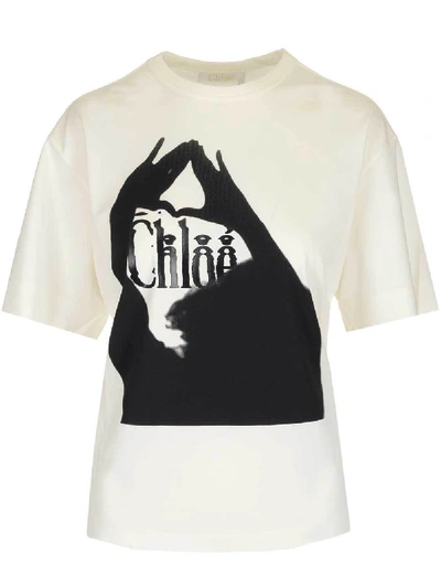 Shop Chloé Logo Print T In White