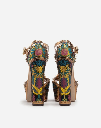 Shop Dolce & Gabbana Platform Sandals In Lurex Jacquard With Embroidery In Multi-colored
