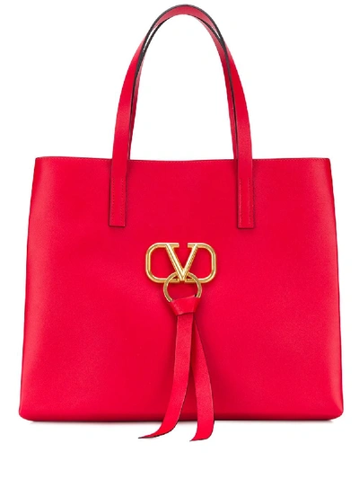 Shop Valentino Garavani Logo Tote - Red