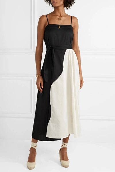 Shop Mara Hoffman Net Sustain Philomena Two-tone Organic Cotton-voile Maxi Dress In Black