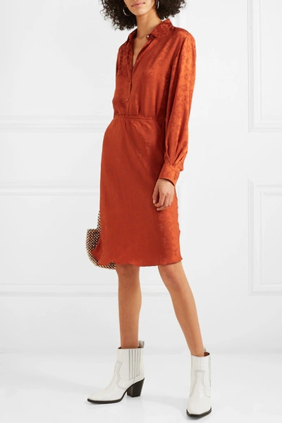 Shop Alexa Chung Satin-jacquard Skirt In Orange