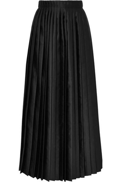 Shop Mm6 Maison Margiela Pleated Satin Maxi Skirt In Black