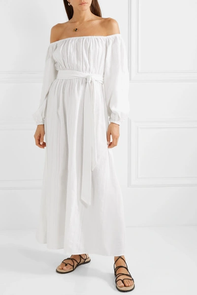 Shop Mara Hoffman Net Sustain Malika Off-the-shoulder Textured-organic Cotton Maxi Dress In White