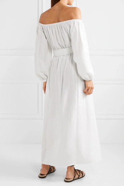 Shop Mara Hoffman Net Sustain Malika Off-the-shoulder Textured-organic Cotton Maxi Dress In White