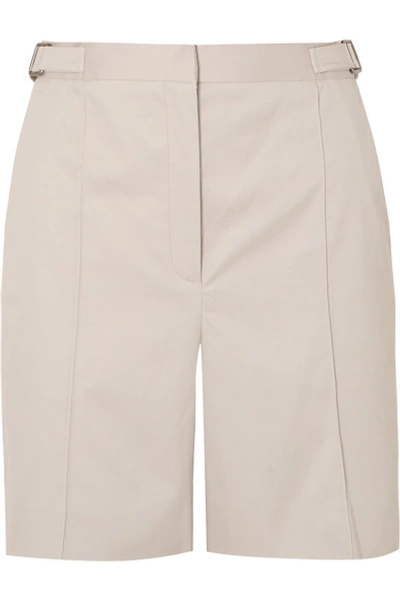 Shop Alexa Chung Pleated Cotton-blend Drill Shorts In Light Gray