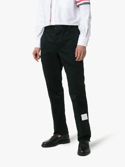 Shop Thom Browne Unconstructed Cotton Twill Trouser In 415 Blue