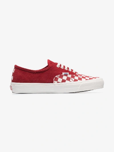 Shop Vans Red And White Authentic Check Low Top Suede Sneakers