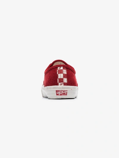 Shop Vans Red And White Authentic Check Low Top Suede Sneakers