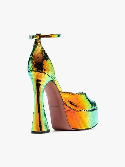 Shop Amina Muaddi Multicoloured Bianca 140 Platform Leather Sandals In Multicolor