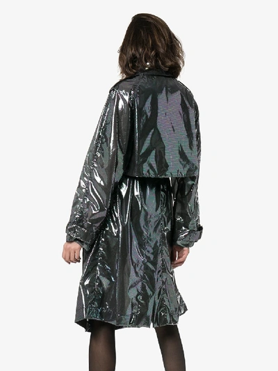 Shop Christopher Kane Iridescent Belted Trench Coat In Black