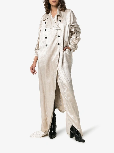 Shop Ann Demeulemeester Doppelreihiger Trenchcoat In Neutrals