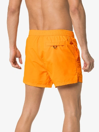 Shop Kenzo Orange Logo Print Swim Shorts