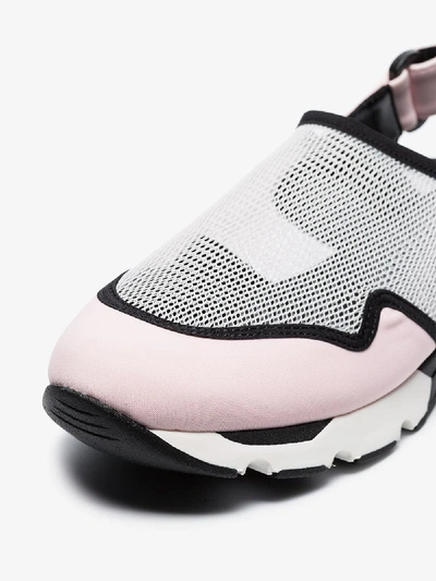 Shop Marni Baby Pink Slingback Leather Trim Low Top Sneakers In Zl846