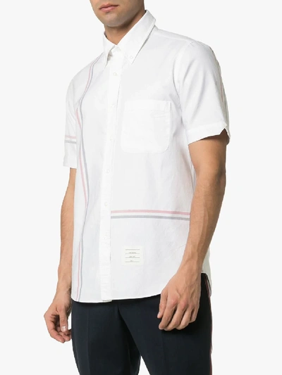 Shop Thom Browne Stripe Detail Short Sleeve Shirt In White