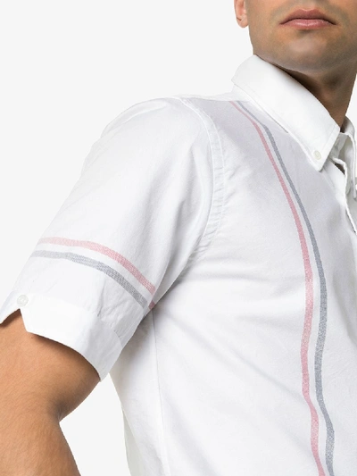 Shop Thom Browne Stripe Detail Short Sleeve Shirt In White