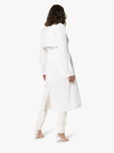 Shop Helmut Lang Belted Trench Coat In White