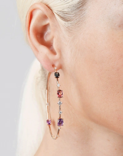 Shop Mattia Cielo Rugiada Rainbow Hoop Earrings In Rose-gld